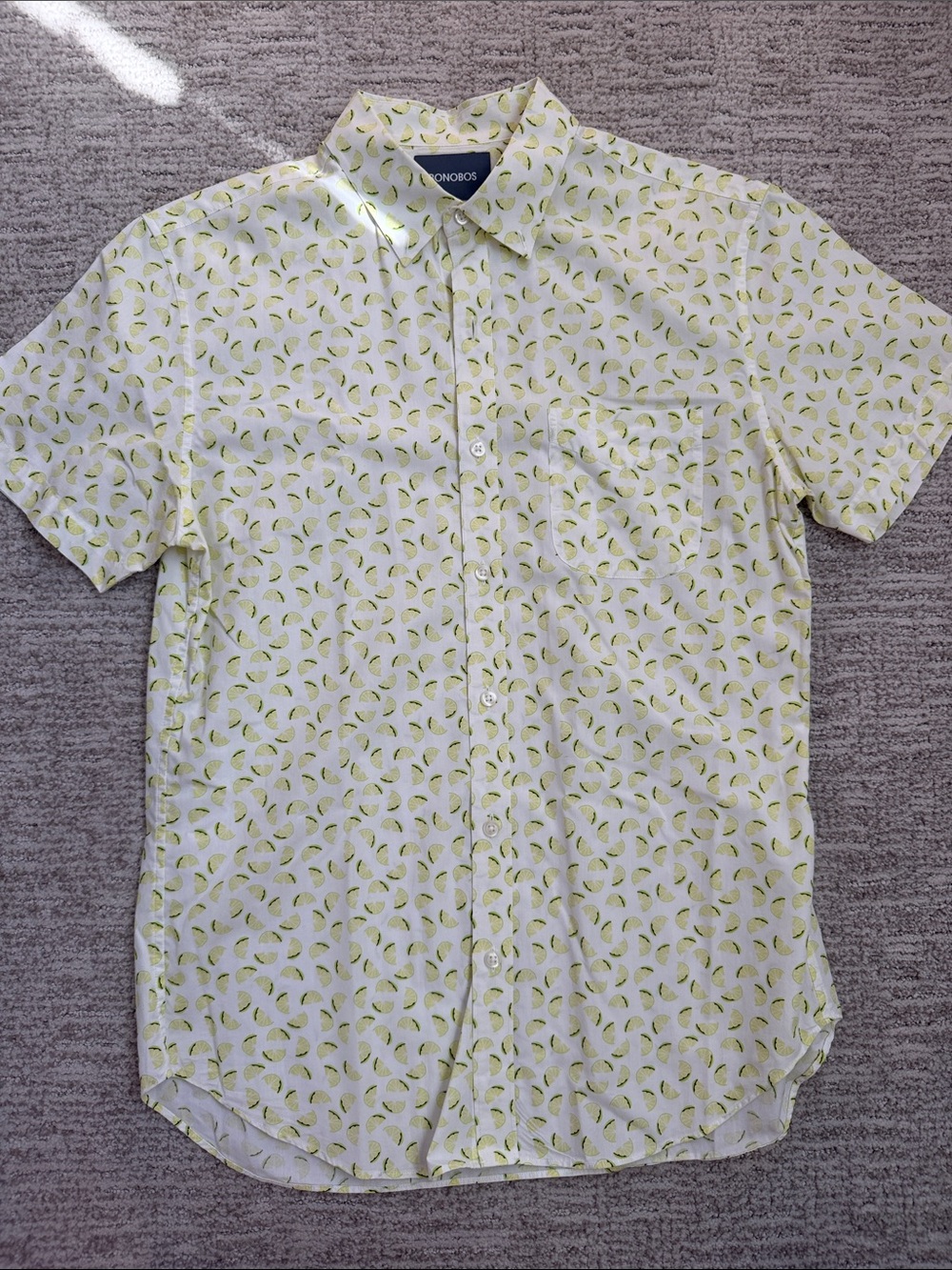 Bonobos Short-Sleeve Button-Down with Lemon Print - Light Yellow & Green